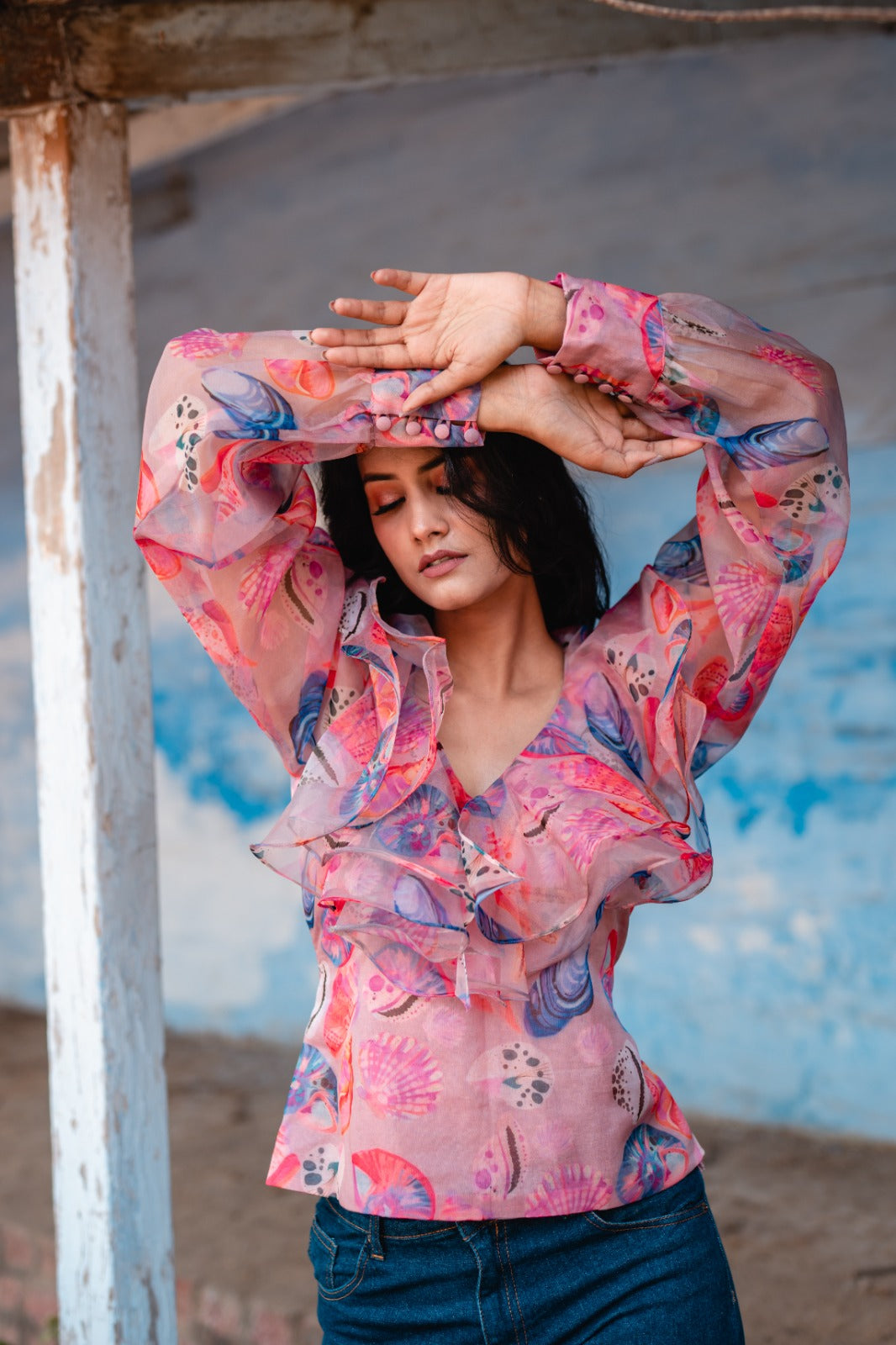 Digital Printed Organza Top