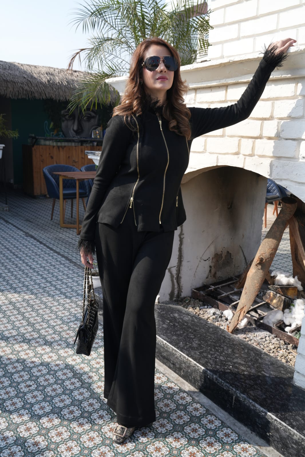@living_it_up_with_shwets in Suede Black Co Ord Set