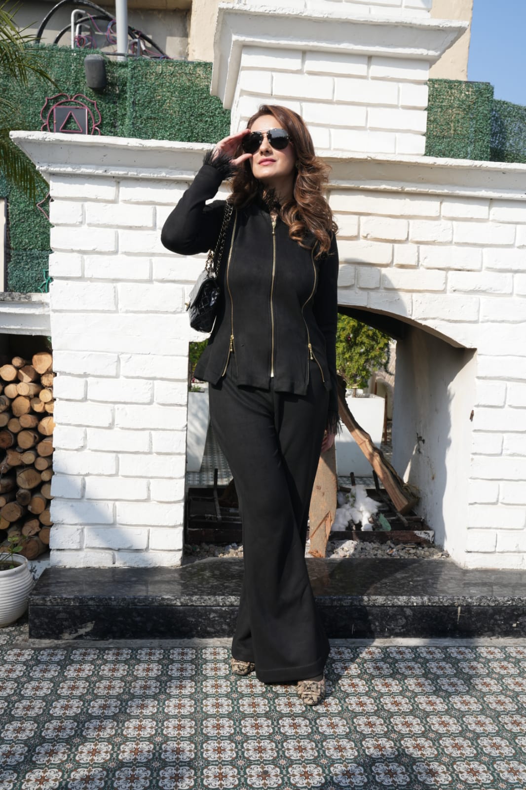 @living_it_up_with_shwets in Suede Black Co Ord Set