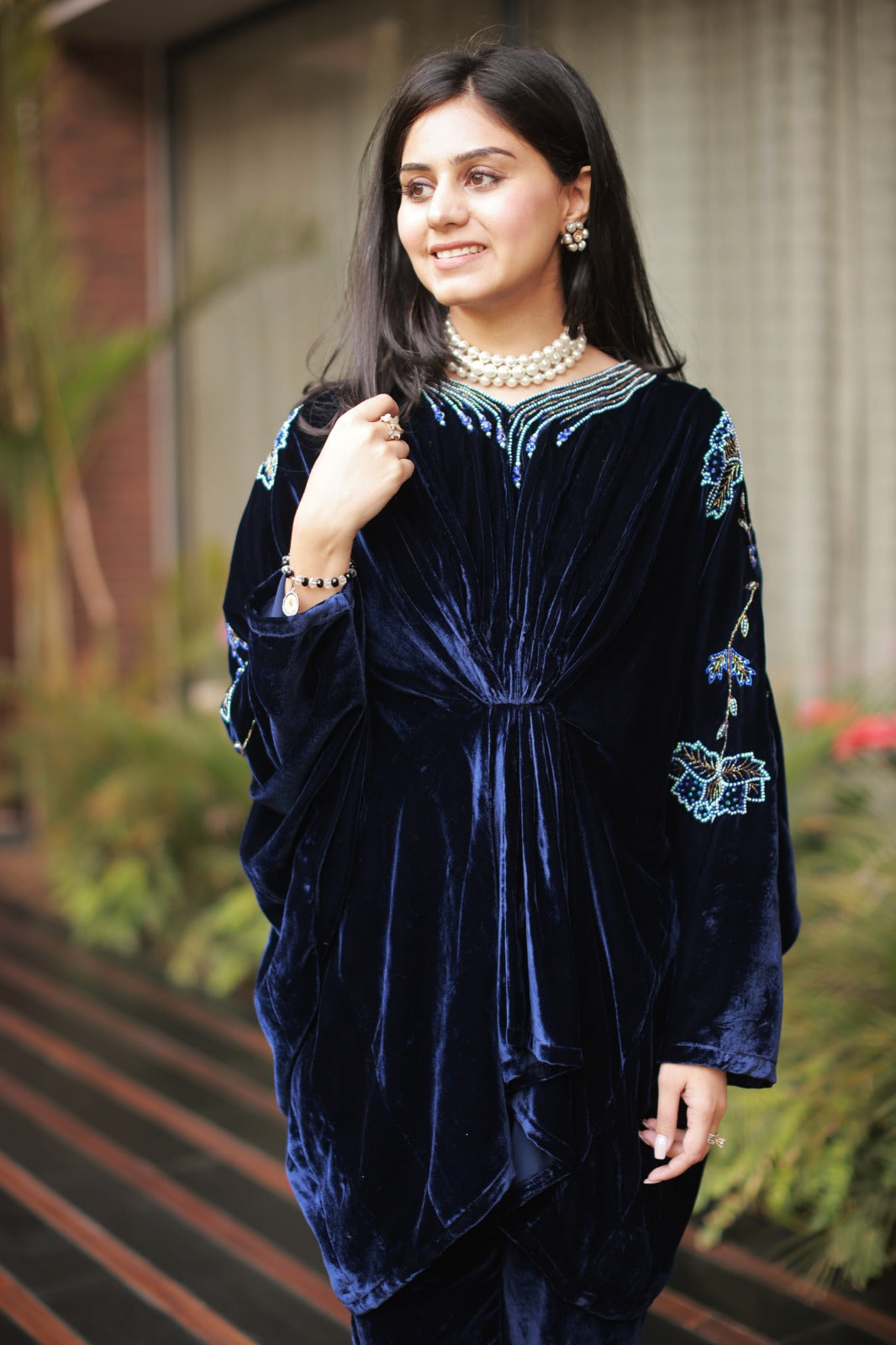 Navy Blue Velvet Coord Set