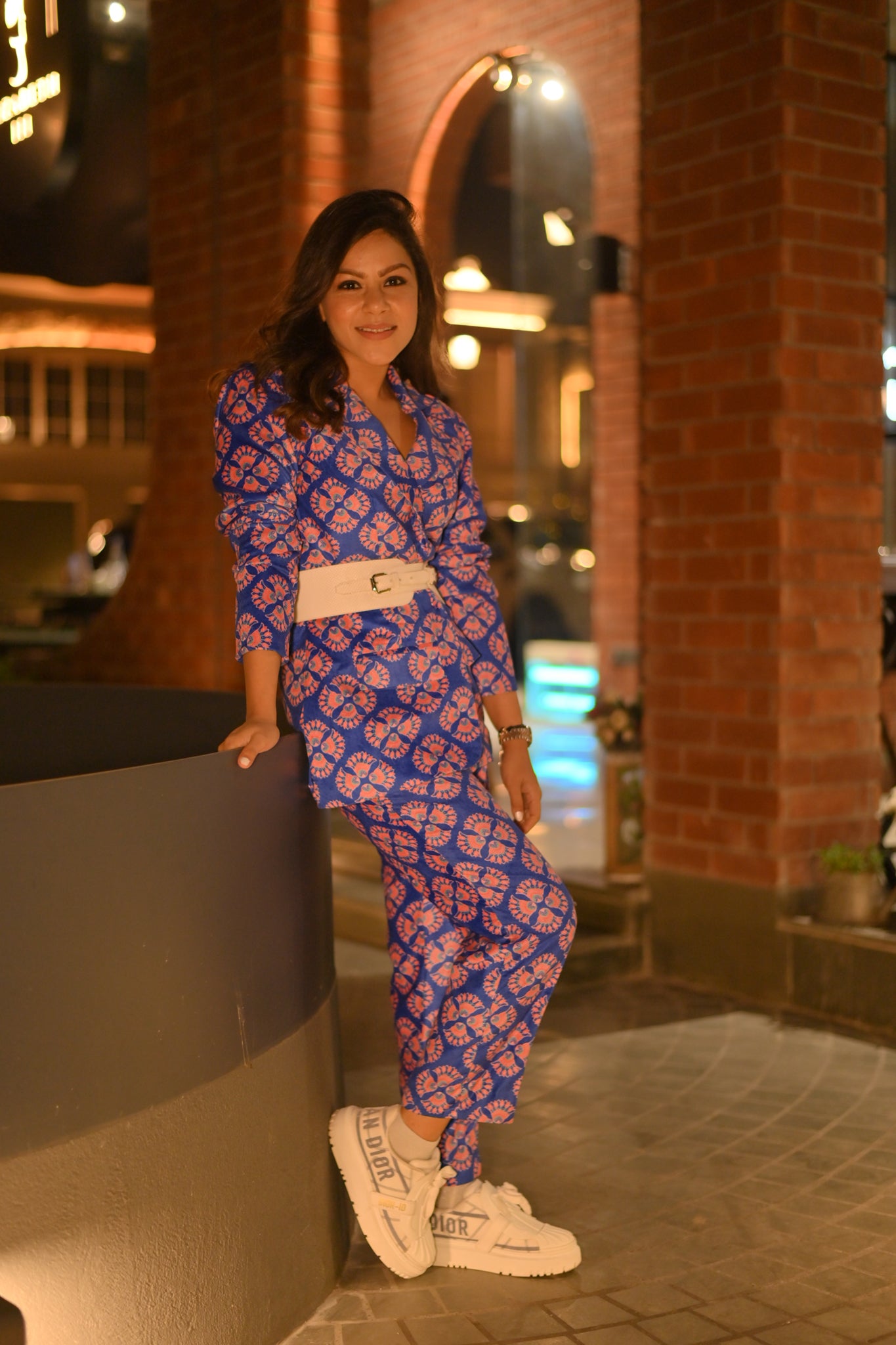 Motif Printed Velvet Co Ord Set