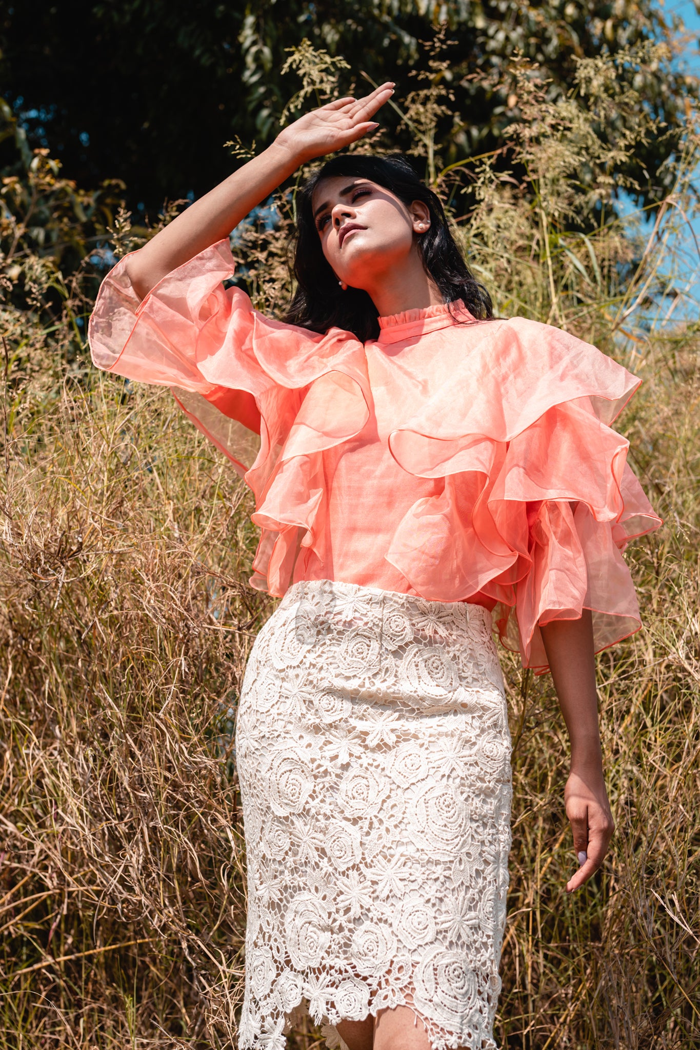 Tangy Orange Ruffle Top