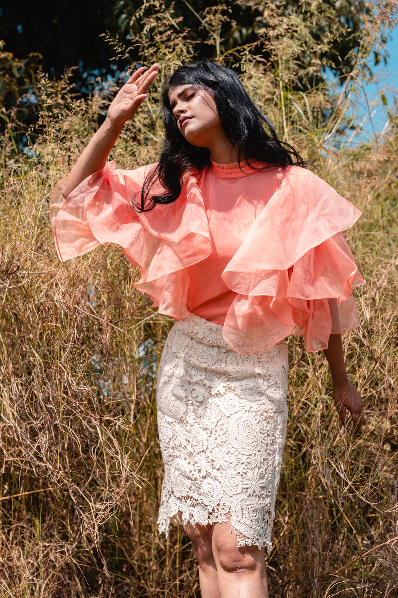 Tangy Orange Ruffle Top