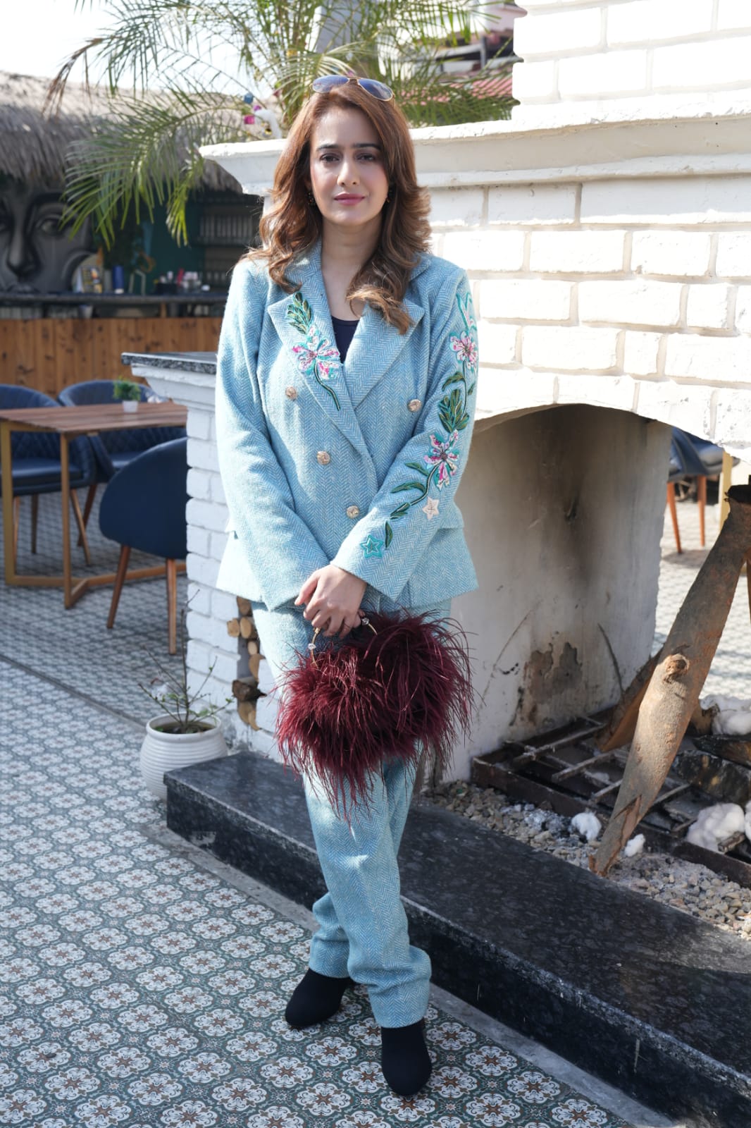 @ Shweta in embroidered tweed coord