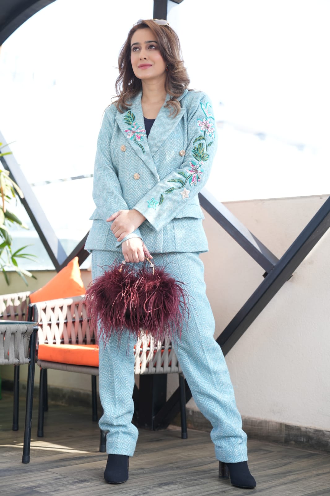 @ Shweta in embroidered tweed coord