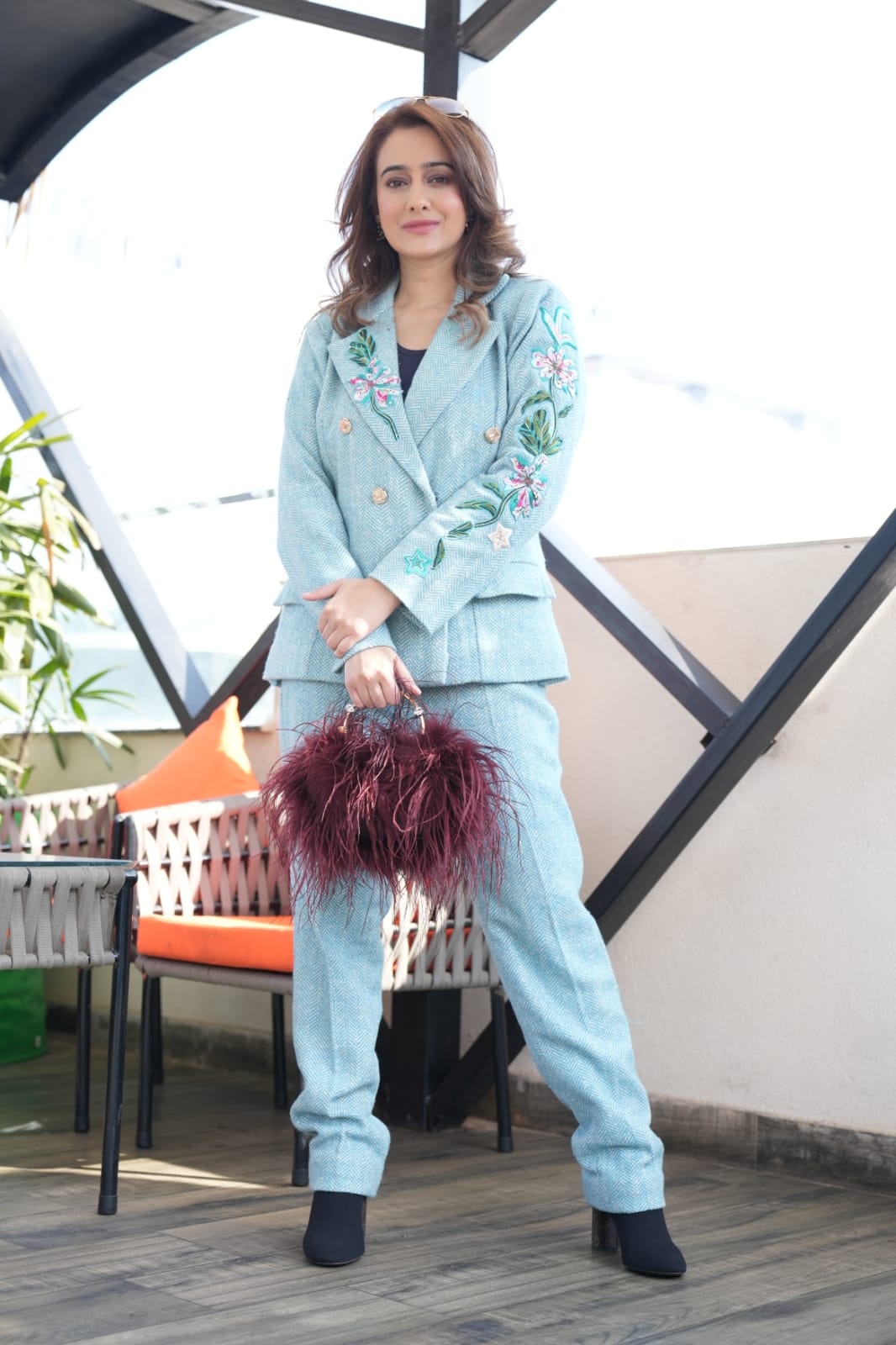 @ Shweta in embroidered tweed coord