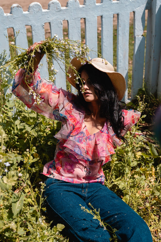 Digital Printed Organza Top