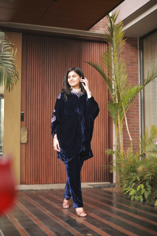 Navy Blue Velvet Coord Set
